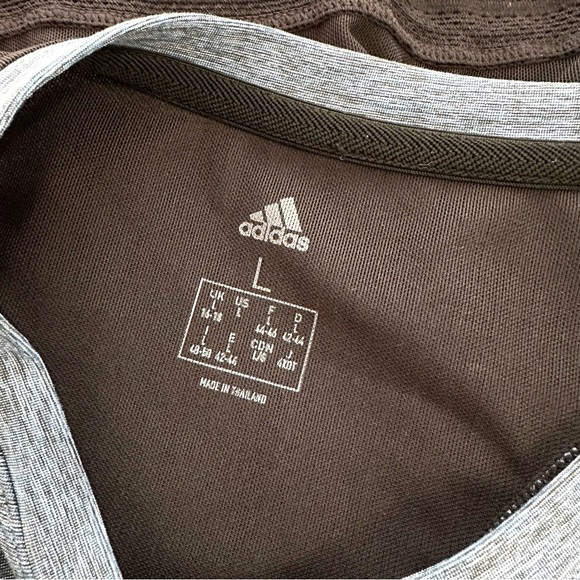 Adidas Women’s Sz L Heathered Blue Activewear Stretchy Cropped Top Mesh Back Tee - Picture 8 of 12